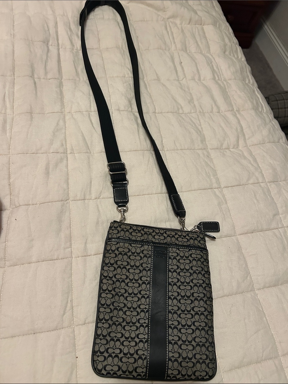 Coach Messenger Crossbody in Black and Tan Signature Canvas